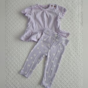 Modern Moments 2-Piece Baby Girls Purple Short Sleeve Peplum Top & Leggings 3-6M
